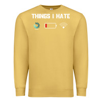 Antique Gold funny things i hate low battery and wifi connection Premium Sweatshirt - linhVisuals