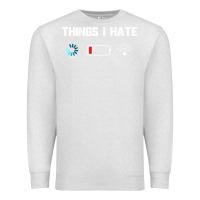 Oatmeal Heather funny things i hate low battery and wifi connection Premium Sweatshirt - linhVisuals