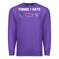 Purple funny things i hate low battery and wifi connection Premium Sweatshirt - linhVisuals