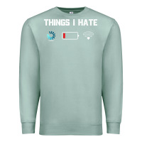 Seafoam funny things i hate low battery and wifi connection Premium Sweatshirt - linhVisuals