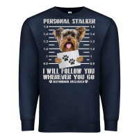 Navy funny yorkie personal stalker yorkshire terrier  dog i will follow you Premium Sweatshirt - linhVisuals