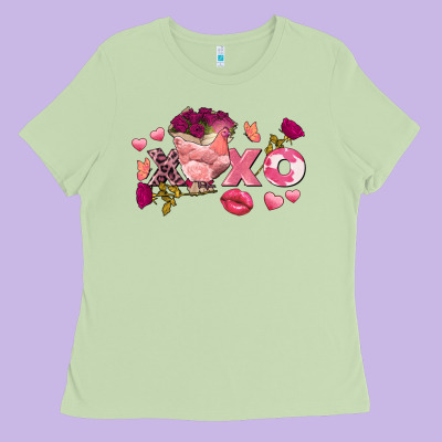 Chicken Valentine's Day Xoxo Ladies Tee Designed By Fadigitalartstudio