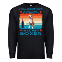 Black boxer t  shirt a woman cannot survive on wine alone she also needs box Premium Sweatshirt - linhVisuals