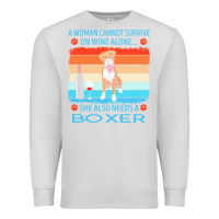 Dove Grey boxer t  shirt a woman cannot survive on wine alone she also needs box Premium Sweatshirt - linhVisuals