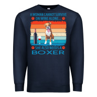 Navy boxer t  shirt a woman cannot survive on wine alone she also needs box Premium Sweatshirt - linhVisuals