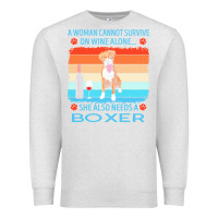 Oatmeal Heather boxer t  shirt a woman cannot survive on wine alone she also needs box Premium Sweatshirt - linhVisuals