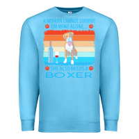 Ocean Blue boxer t  shirt a woman cannot survive on wine alone she also needs box Premium Sweatshirt - linhVisuals