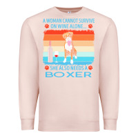 Pale Pink boxer t  shirt a woman cannot survive on wine alone she also needs box Premium Sweatshirt - linhVisuals