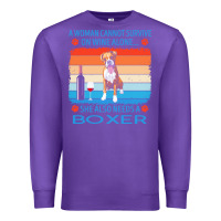 Purple boxer t  shirt a woman cannot survive on wine alone she also needs box Premium Sweatshirt - linhVisuals
