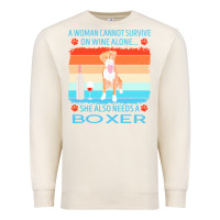 Sandshell boxer t  shirt a woman cannot survive on wine alone she also needs box Premium Sweatshirt - linhVisuals
