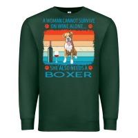 Sports Green boxer t  shirt a woman cannot survive on wine alone she also needs box Premium Sweatshirt - linhVisuals