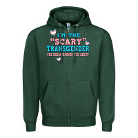 Sports Green im scary transgender the media warned you about Zipper Hoodie - JahusDesignShop