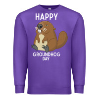 Purple happy groundhog day respect the shadow funny spring prediction holiday Premium Sweatshirt - linhVisuals