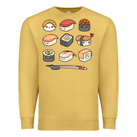 Antique Gold happy sushi kawaii anime japanese food lover funny illustration gift Premium Sweatshirt - linhVisuals