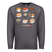 Charcoal Heather happy sushi kawaii anime japanese food lover funny illustration gift Premium Sweatshirt - linhVisuals