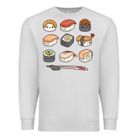 Dove Grey happy sushi kawaii anime japanese food lover funny illustration gift Premium Sweatshirt - linhVisuals