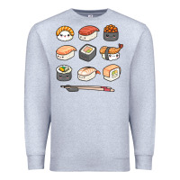 Heather Grey happy sushi kawaii anime japanese food lover funny illustration gift Premium Sweatshirt - linhVisuals