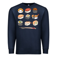 Navy happy sushi kawaii anime japanese food lover funny illustration gift Premium Sweatshirt - linhVisuals
