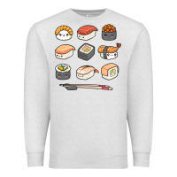 Oatmeal Heather happy sushi kawaii anime japanese food lover funny illustration gift Premium Sweatshirt - linhVisuals