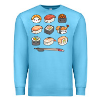 Ocean Blue happy sushi kawaii anime japanese food lover funny illustration gift Premium Sweatshirt - linhVisuals
