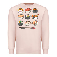 Pale Pink happy sushi kawaii anime japanese food lover funny illustration gift Premium Sweatshirt - linhVisuals