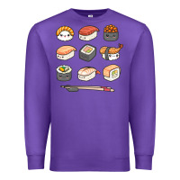 Purple happy sushi kawaii anime japanese food lover funny illustration gift Premium Sweatshirt - linhVisuals