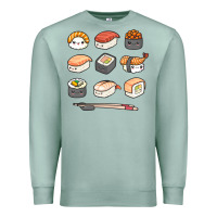 Happy Sushi Kawaii Anime Japanese Food Lover Funny Illustration Gift Premium Sweatshirt | Teevron