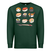 Sports Green happy sushi kawaii anime japanese food lover funny illustration gift Premium Sweatshirt - linhVisuals