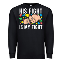 Black his fight is my fight autism dad mom fist bump cute supportive awarene Premium Sweatshirt - linhVisuals