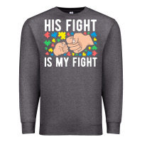 Charcoal Heather his fight is my fight autism dad mom fist bump cute supportive awarene Premium Sweatshirt - linhVisuals
