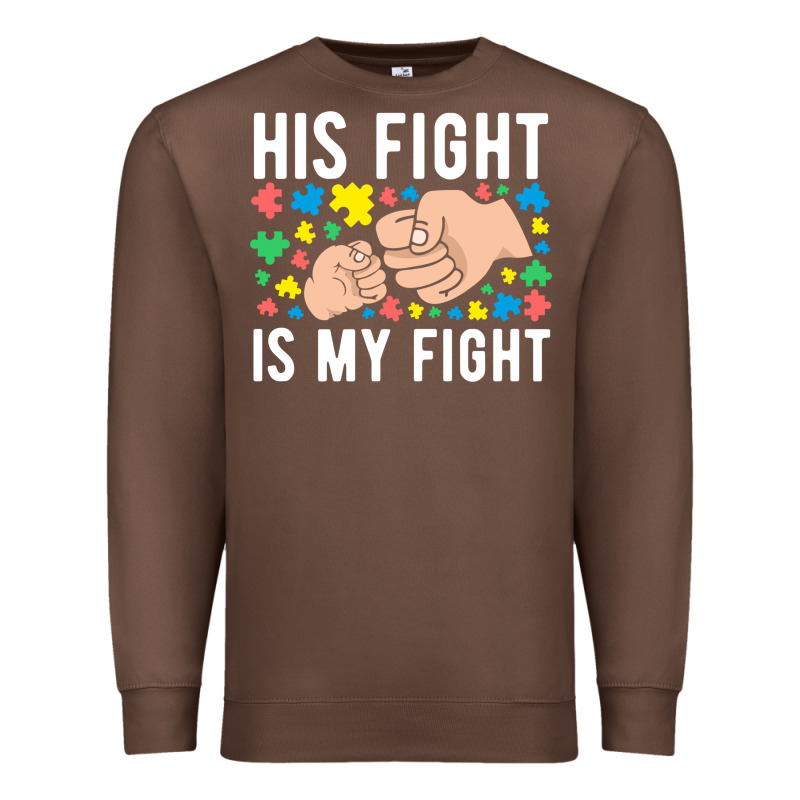 His Fight Is My Fight Autism Dad Mom Fist Bump Cute Supportive Awarene Premium Sweatshirt by linhVisuals | Teevron