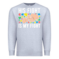 Heather Grey his fight is my fight autism dad mom fist bump cute supportive awarene Premium Sweatshirt - linhVisuals