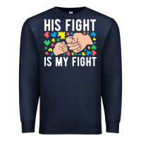 Navy his fight is my fight autism dad mom fist bump cute supportive awarene Premium Sweatshirt - linhVisuals