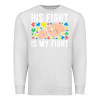 Oatmeal Heather his fight is my fight autism dad mom fist bump cute supportive awarene Premium Sweatshirt - linhVisuals