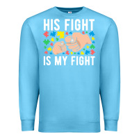 Ocean Blue his fight is my fight autism dad mom fist bump cute supportive awarene Premium Sweatshirt - linhVisuals