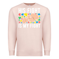 Pale Pink his fight is my fight autism dad mom fist bump cute supportive awarene Premium Sweatshirt - linhVisuals