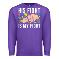 Purple his fight is my fight autism dad mom fist bump cute supportive awarene Premium Sweatshirt - linhVisuals