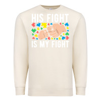 Sandshell his fight is my fight autism dad mom fist bump cute supportive awarene Premium Sweatshirt - linhVisuals