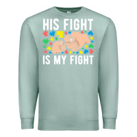 Seafoam his fight is my fight autism dad mom fist bump cute supportive awarene Premium Sweatshirt - linhVisuals