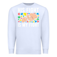 White his fight is my fight autism dad mom fist bump cute supportive awarene Premium Sweatshirt - linhVisuals