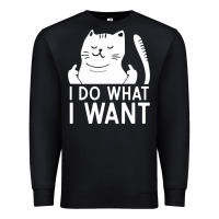 Black i do what i want cat giving a finger funny middle finger rude graphic Premium Sweatshirt - linhVisuals