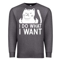 Charcoal Heather i do what i want cat giving a finger funny middle finger rude graphic Premium Sweatshirt - linhVisuals
