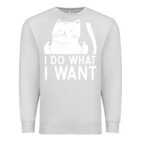 Dove Grey i do what i want cat giving a finger funny middle finger rude graphic Premium Sweatshirt - linhVisuals