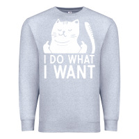 Heather Grey i do what i want cat giving a finger funny middle finger rude graphic Premium Sweatshirt - linhVisuals