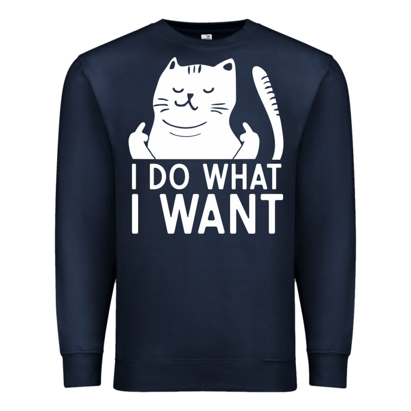 I Do What I Want Cat Giving A Finger Funny Middle Finger Rude Graphic Premium Sweatshirt by linhVisuals | Teevron