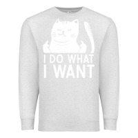 Oatmeal Heather i do what i want cat giving a finger funny middle finger rude graphic Premium Sweatshirt - linhVisuals
