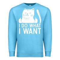 Ocean Blue i do what i want cat giving a finger funny middle finger rude graphic Premium Sweatshirt - linhVisuals