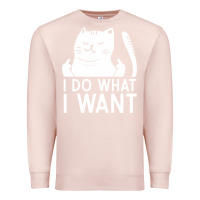 Pale Pink i do what i want cat giving a finger funny middle finger rude graphic Premium Sweatshirt - linhVisuals