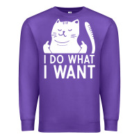 Purple i do what i want cat giving a finger funny middle finger rude graphic Premium Sweatshirt - linhVisuals