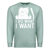 Seafoam i do what i want cat giving a finger funny middle finger rude graphic Premium Sweatshirt - linhVisuals